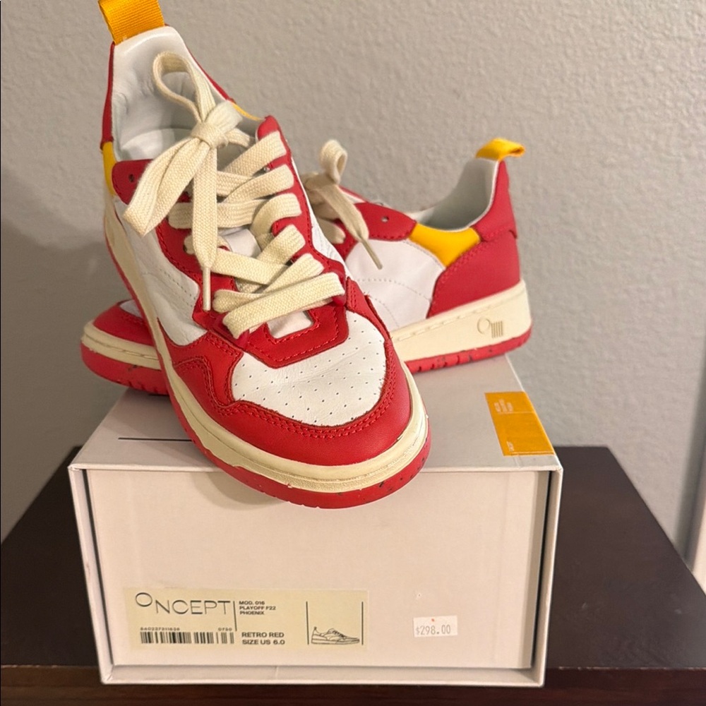 Women’s Athletic Sneakers in Red, White & Yellow